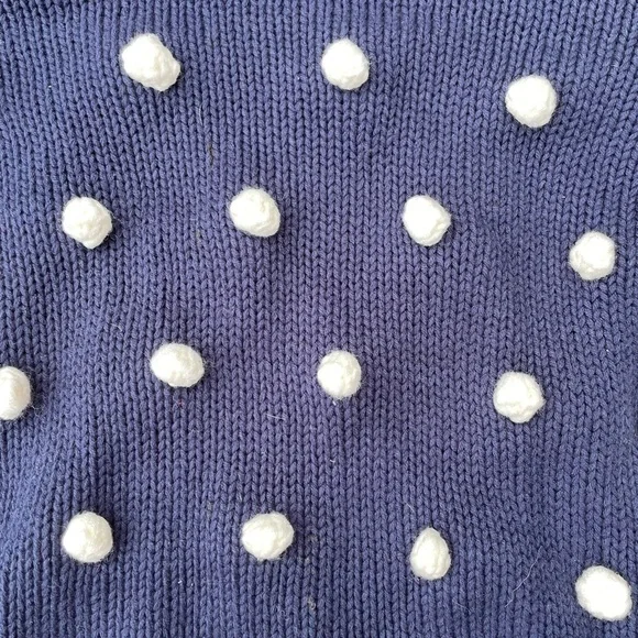 PomPom Navy & White Crewneck Knit Sweater - Picture 5 of 9